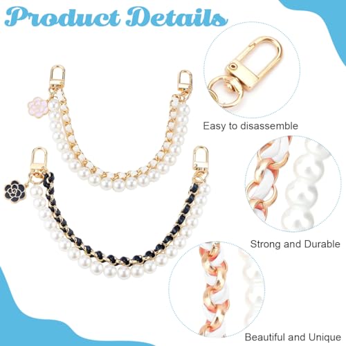 PALAY® 4PCS Bag Straps for Sling Pearl Flower Charms Accessories Extender Chain Purse Shoulder Replacement Double Layered Handbags Phone Case PALAY® 4PCS Bag Straps for Sling Pearl Flower Charms Accessories Extender Chain Purse Shoulder Replacement Double Layered Handbags Phone Case